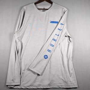 Hurley Fishing Shirt Men's SZ L Gray Long Sleeve Upf 50+ Graphic Logo